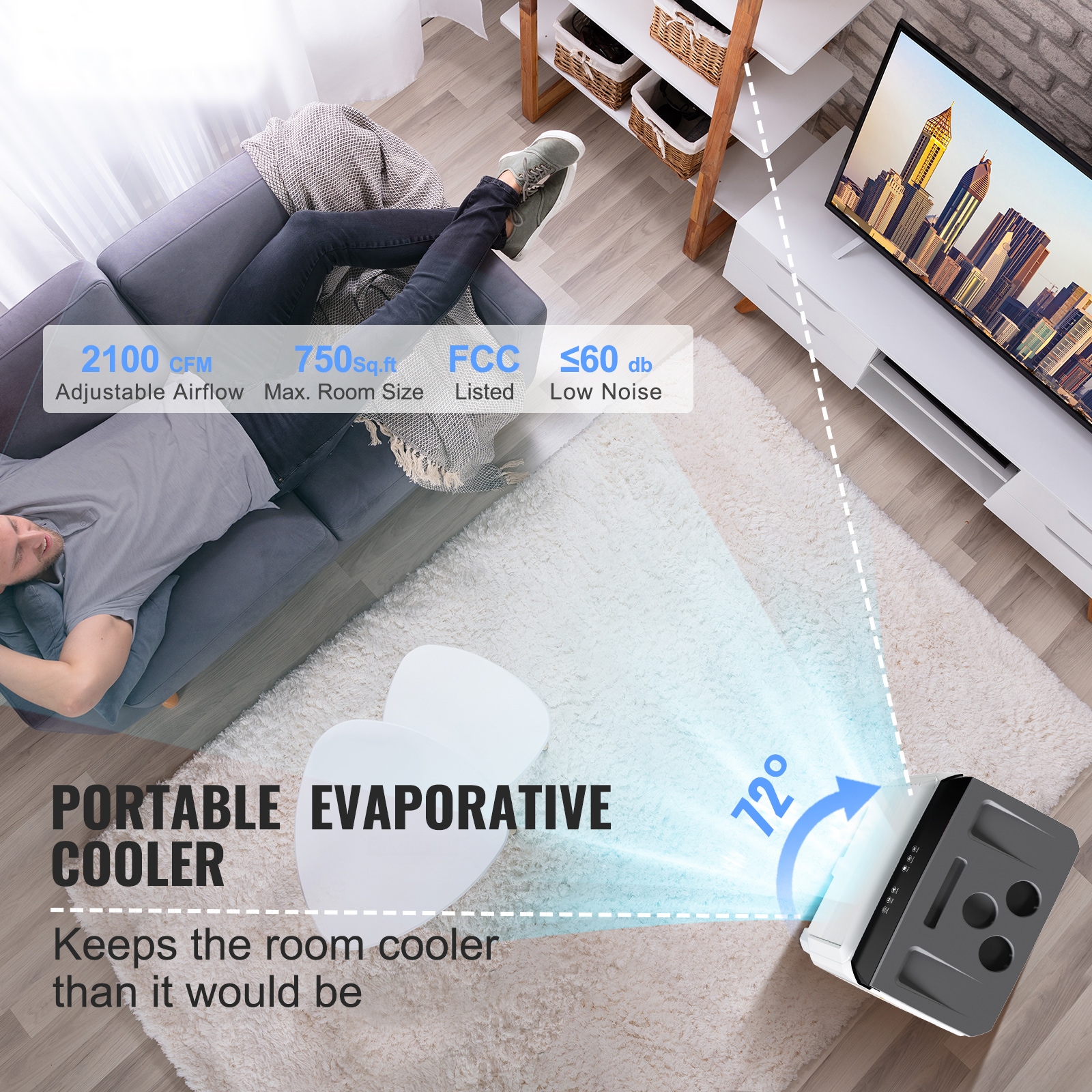 Evaporative Air Cooler Portable Indoor Outdoor Air Conditioner_voghion.com